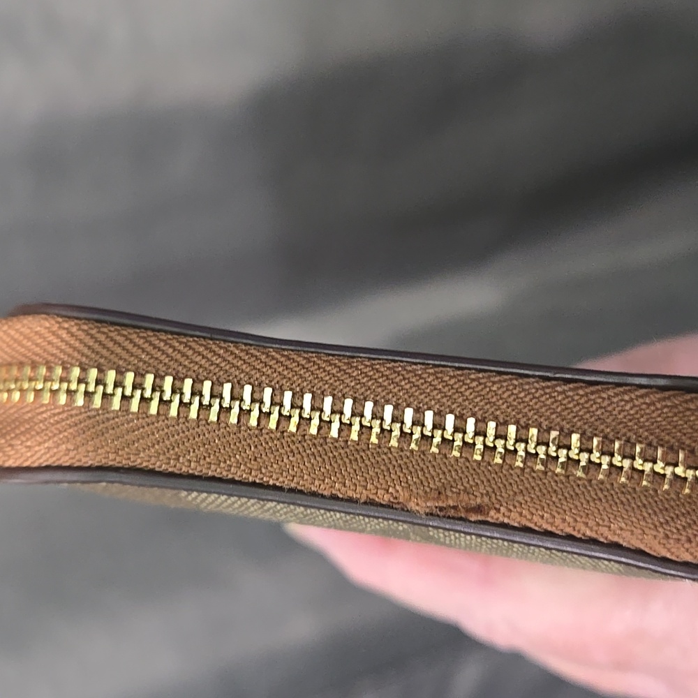 Coach Tan/Brown Signature Zip Wallet Wristlet - Picture 14 of 16